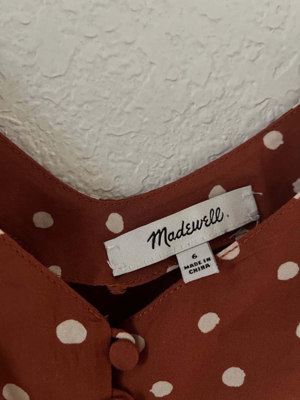 Madewell Rust Polka Dot Button-Front Cami - Picture 2 of 4